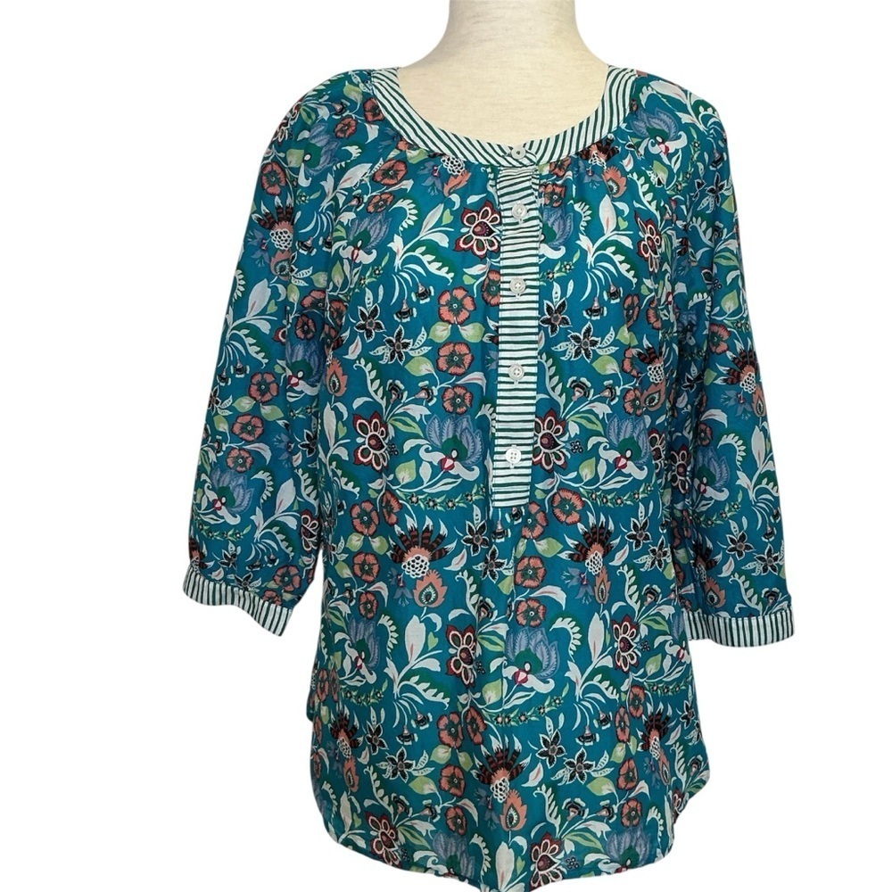 New Talbots Floral Teal Women's Top Size S/P